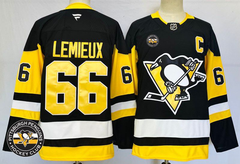 Men Pittsburgh Penguins #66 Lemieux Black Fanatics 2025 NHL Jersey style 2->pittsburgh penguins->NHL Jersey